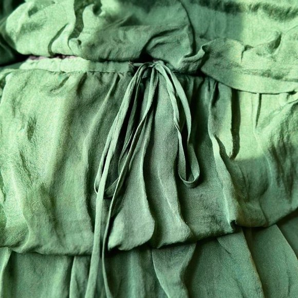 Hunter Green Zara Strapless Asymmetrical Ruffle Dress - Picture 3 of 4